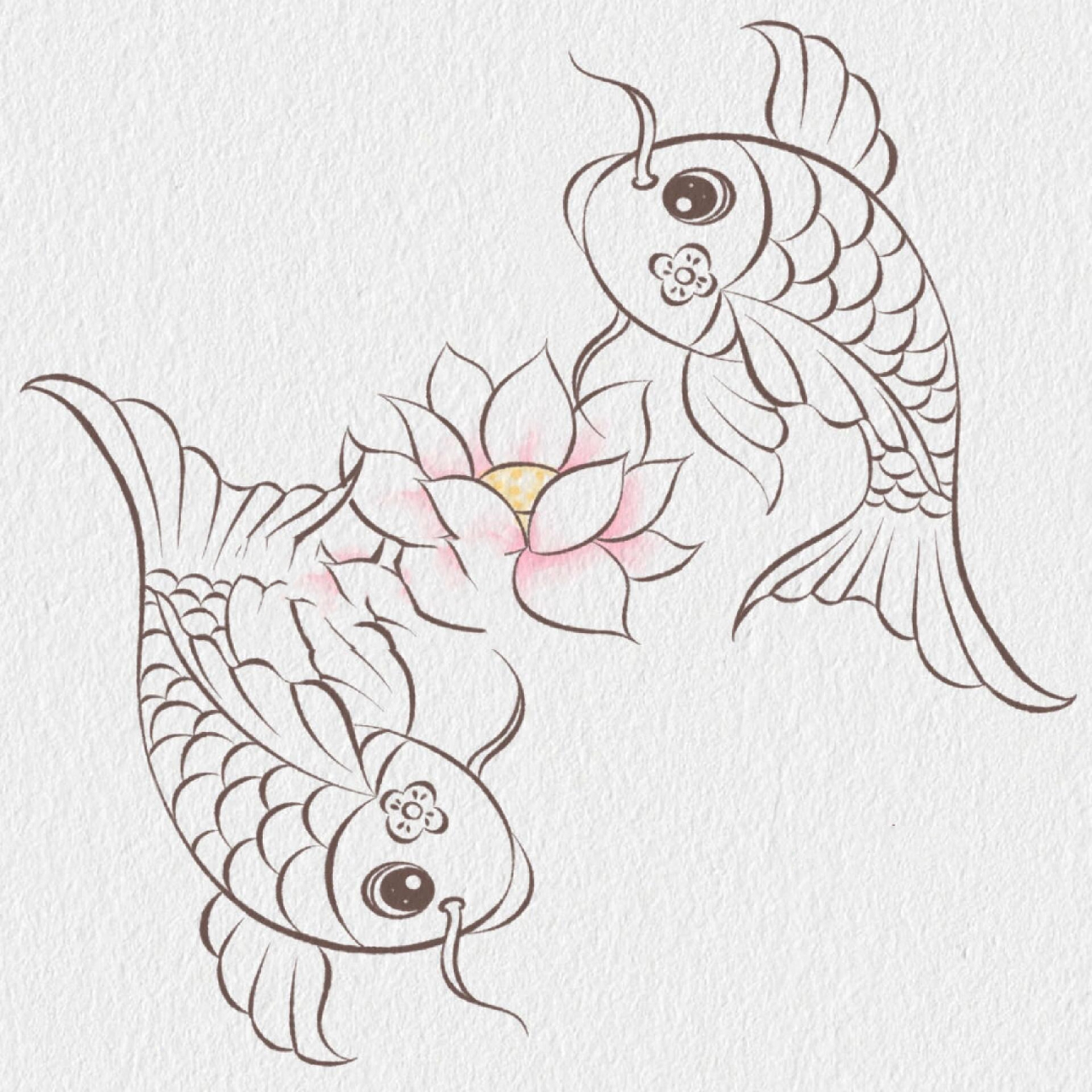 简笔画打卡第5天 | 锦鲤戏莲 在中国古代文化中,莲花和锦鲤是非常受