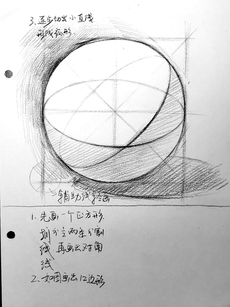 结构素描:圆到球体,画法教程 主要看方法,圆是怎么画出来的,理解了