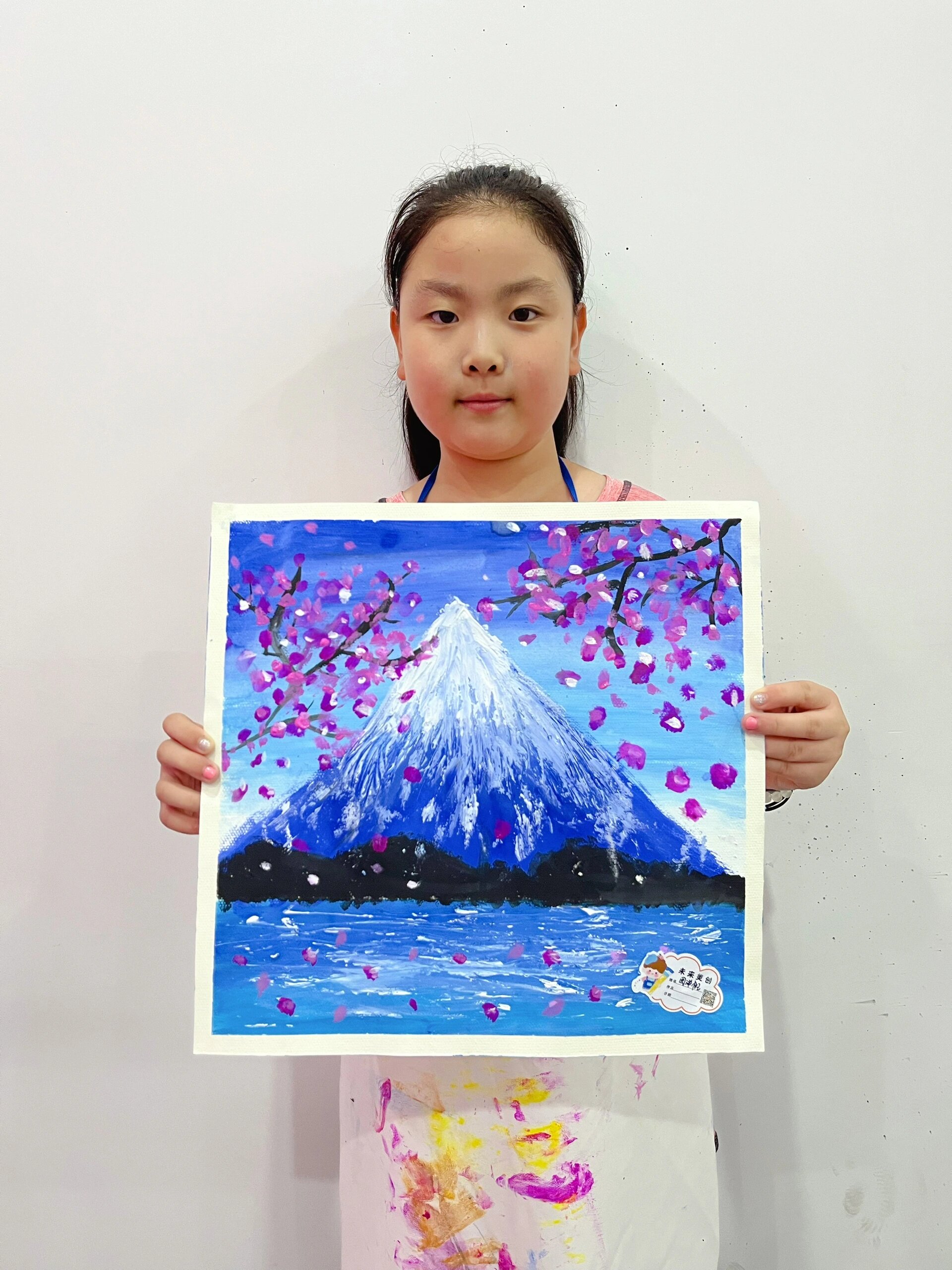 少儿美术水粉画富士山 水粉画—《樱花富士山91》 本节课重点: 1