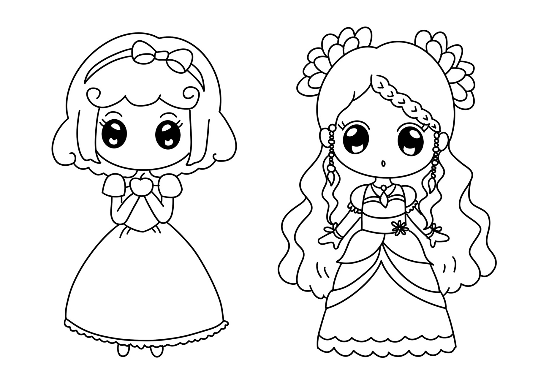 这个是我之前给我女儿画的公主涂色,可以直接下载打印出来,这六个画