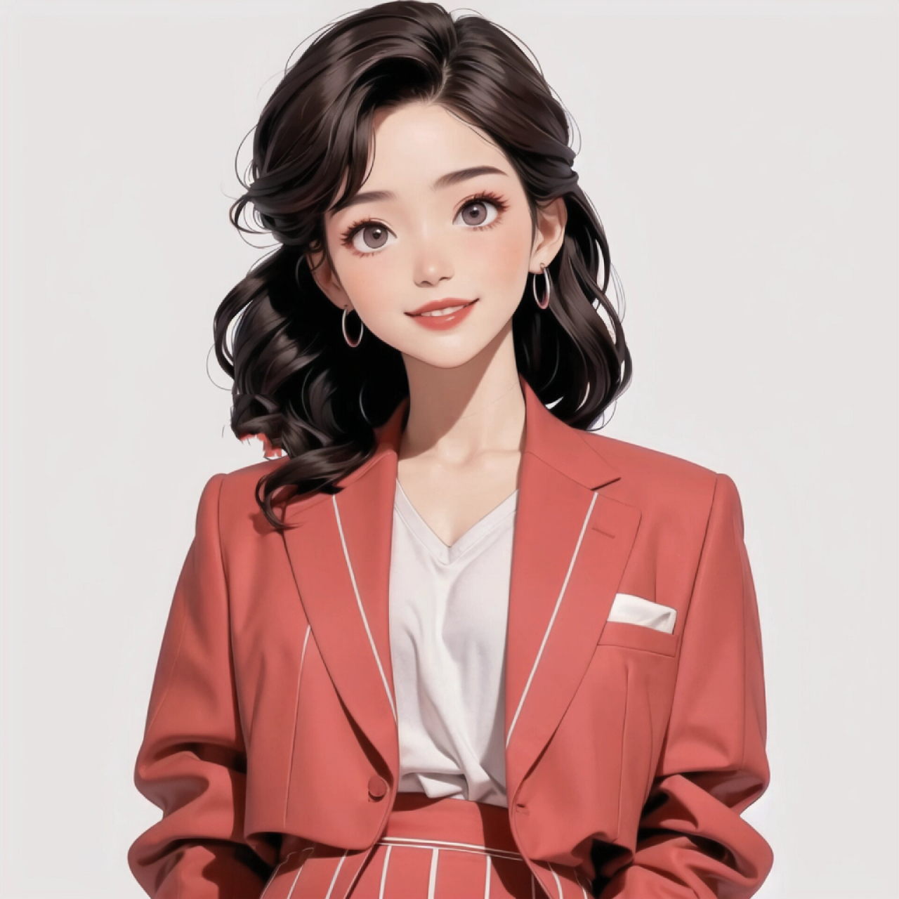 7815特别的玫红色西装职业女生头像 #好看的女生头像# #头像