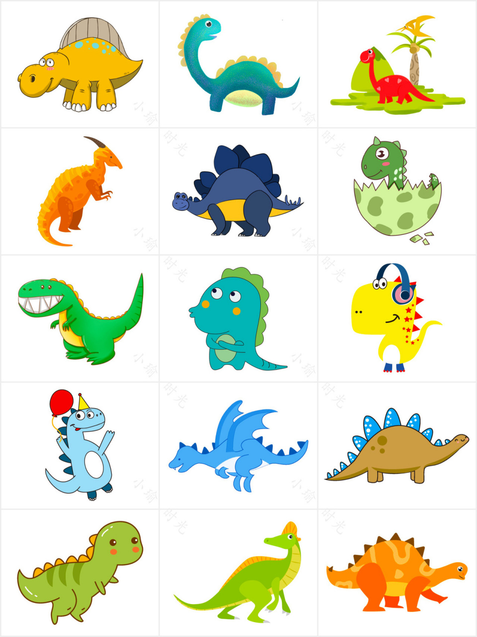 各种恐龙简笔画彩色图片
