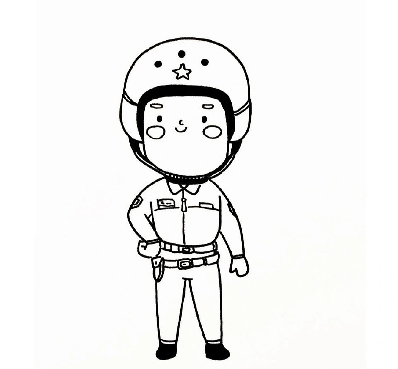 手绘简笔画军人