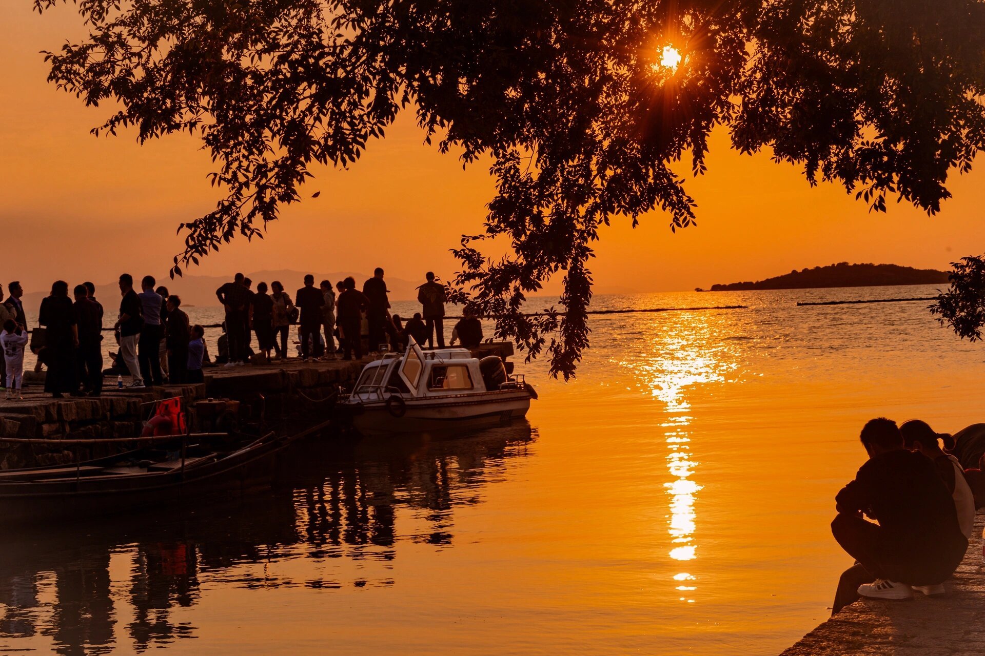 古码头日落 明月湾古村落古码头日落