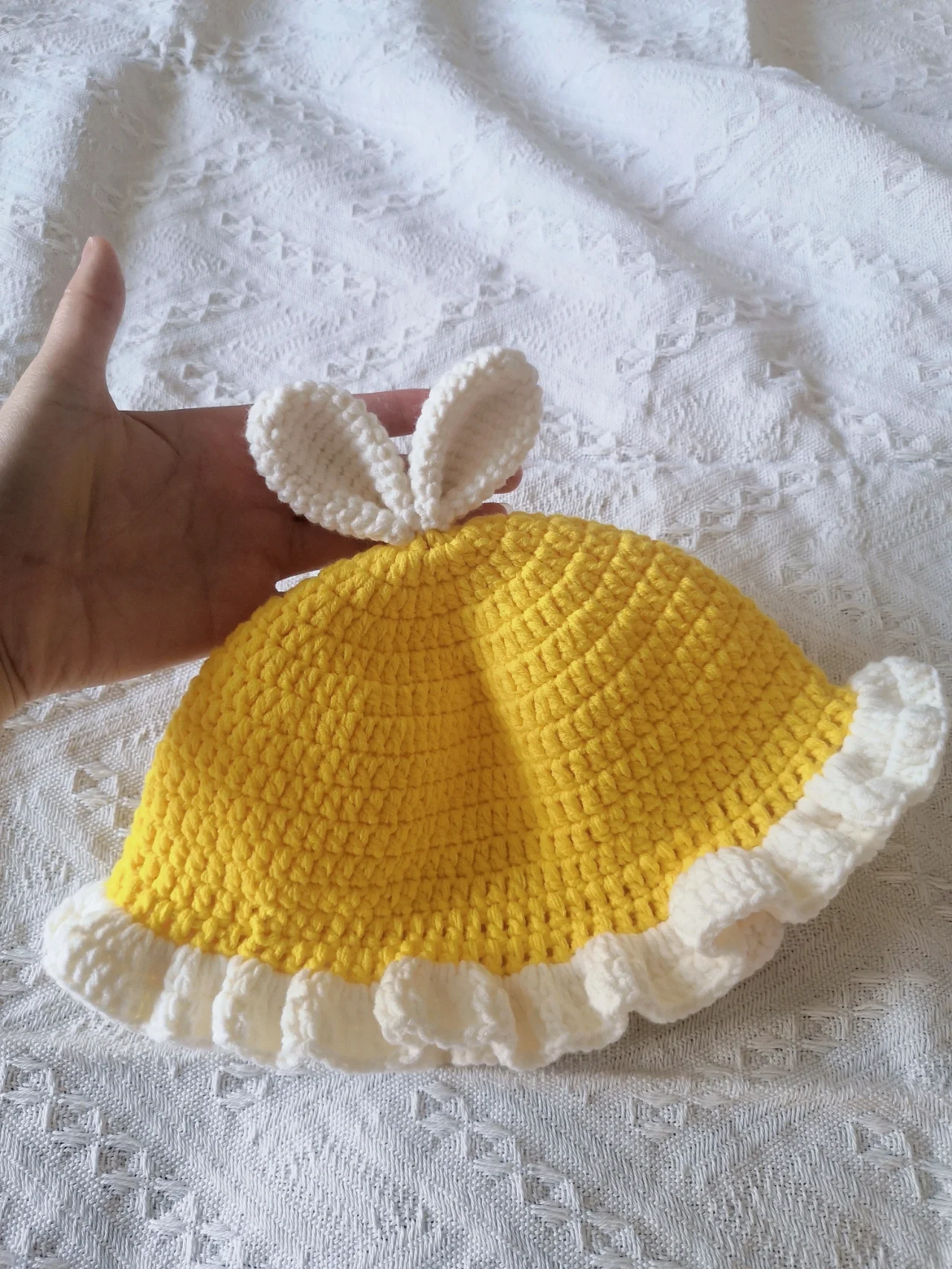 手工钩织 | 钩针兔耳朵宝宝帽子(附图解