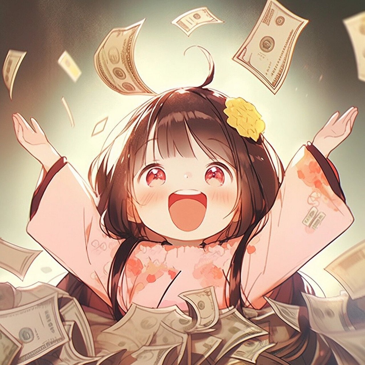 申请成为你的暴富头像|招财暴富可爱小女孩 暴富发财,财源滚滚来