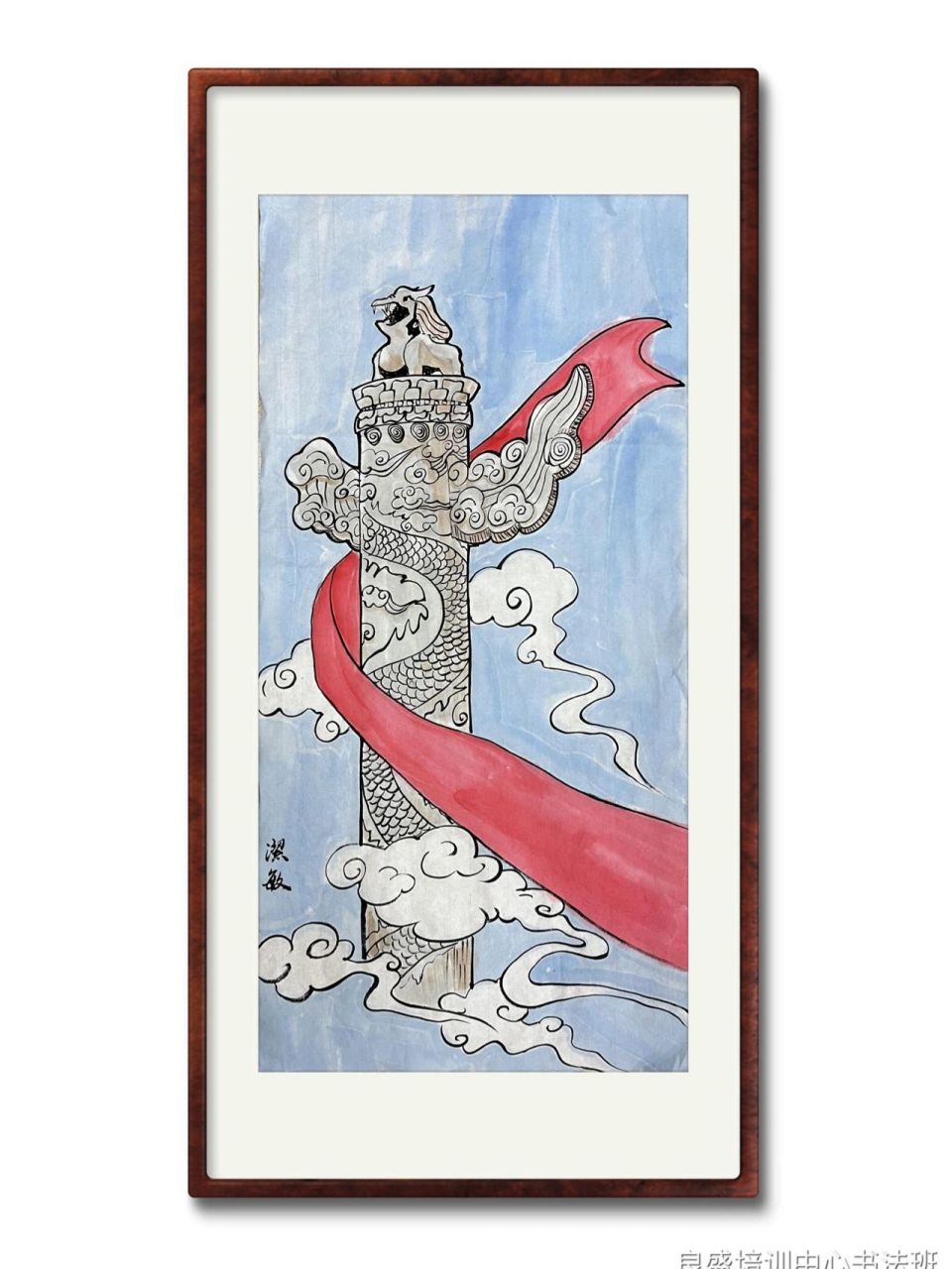 爱国主题国画华表柱 国画华表柱