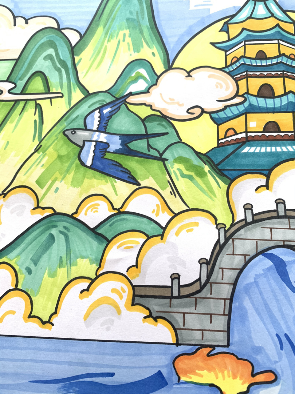 禁止临摹7215 "诗画江南,活力少年"为主题的绘画评比,画浙江优美