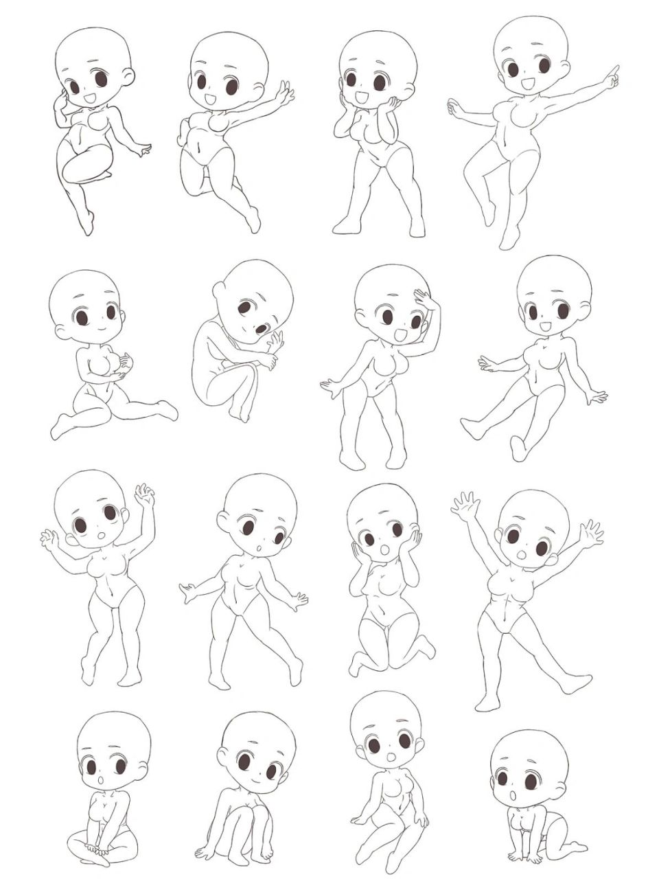 q版人体动态素材分享 最近没有太多时间摸鱼画自己的所以整理了一下