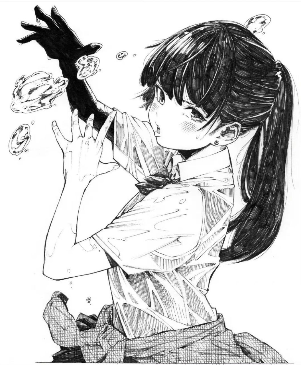 动漫画女人黑白线稿绘画参考素材,好酷!