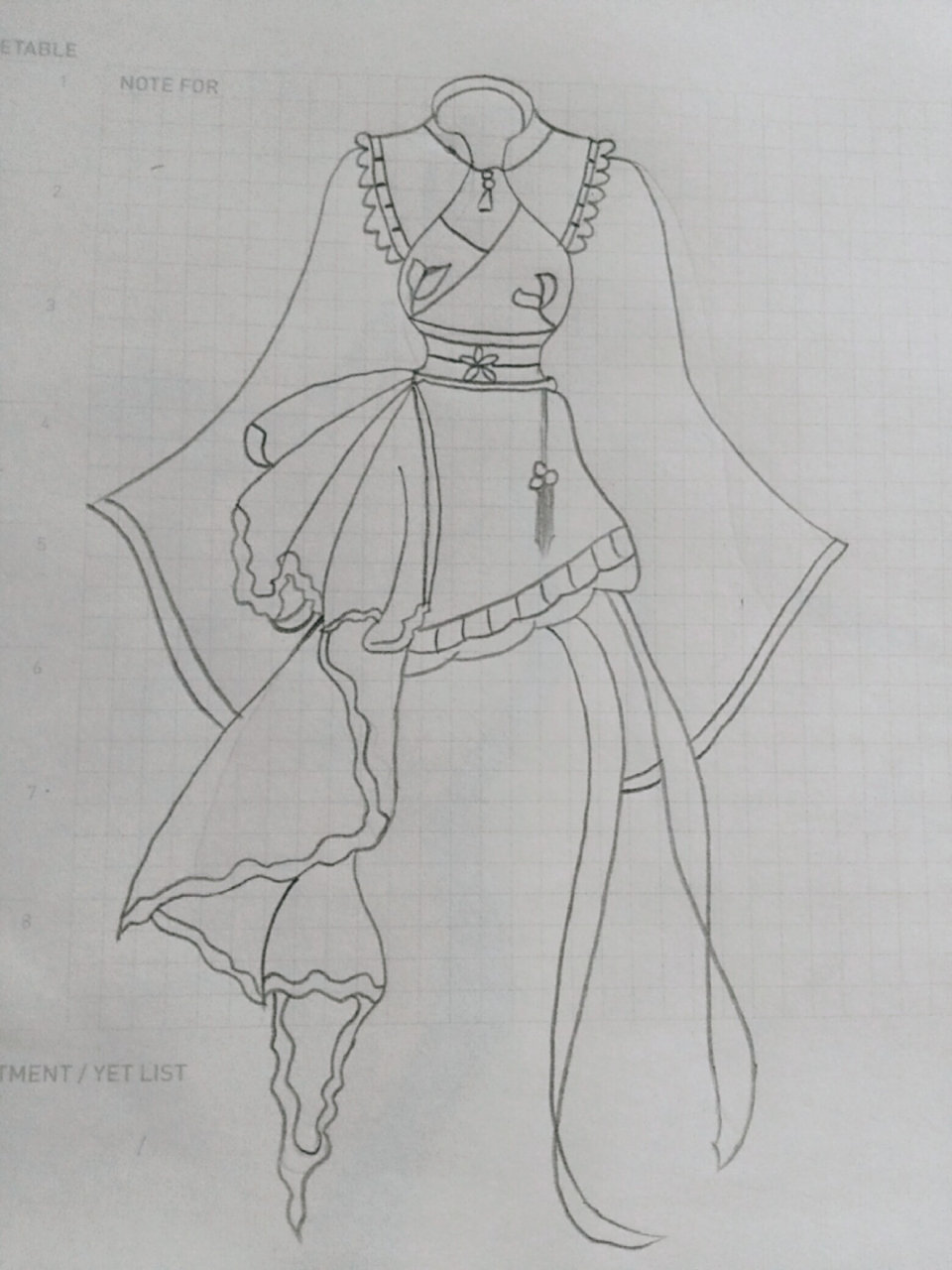 古风裙子简笔画 第一张是原创 第二张是我画的