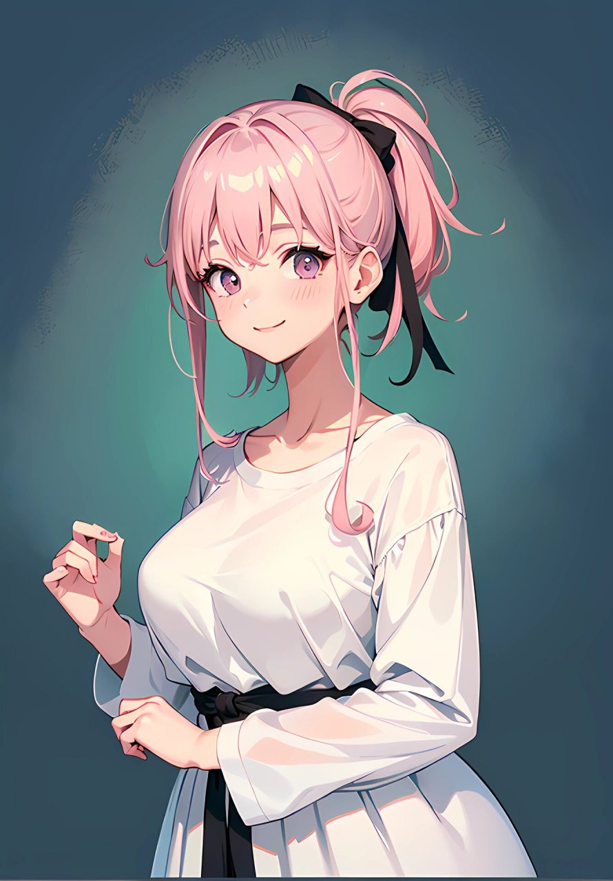 动漫女孩壁纸 | 聊天背景 girl with pink hair and white shirt