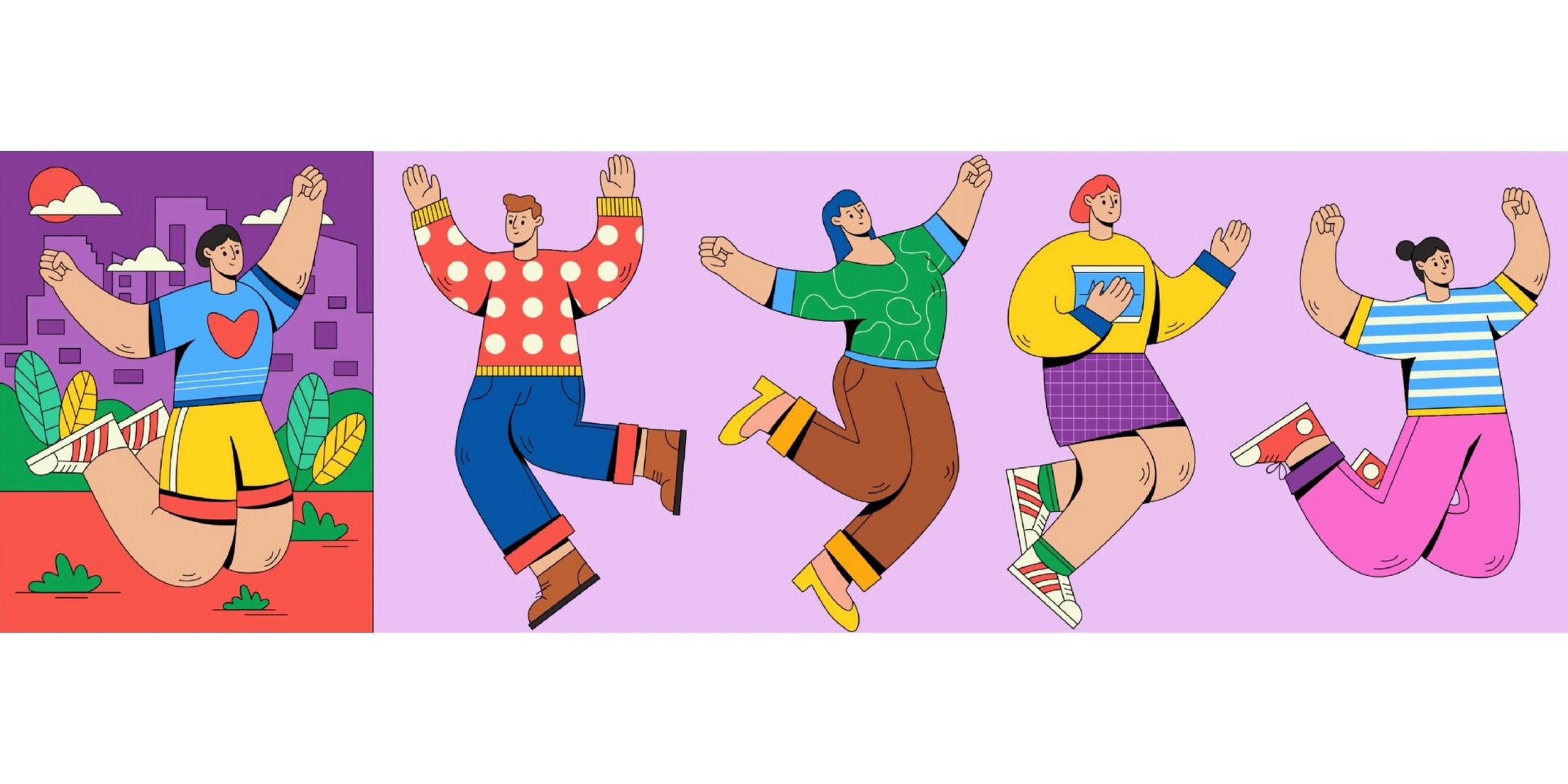 98插画教程|扁平风人物插画(各种动势) 1.