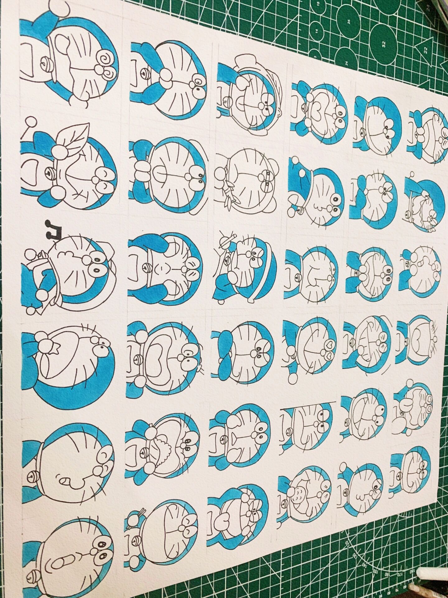 手绘|哆啦a梦36宫格