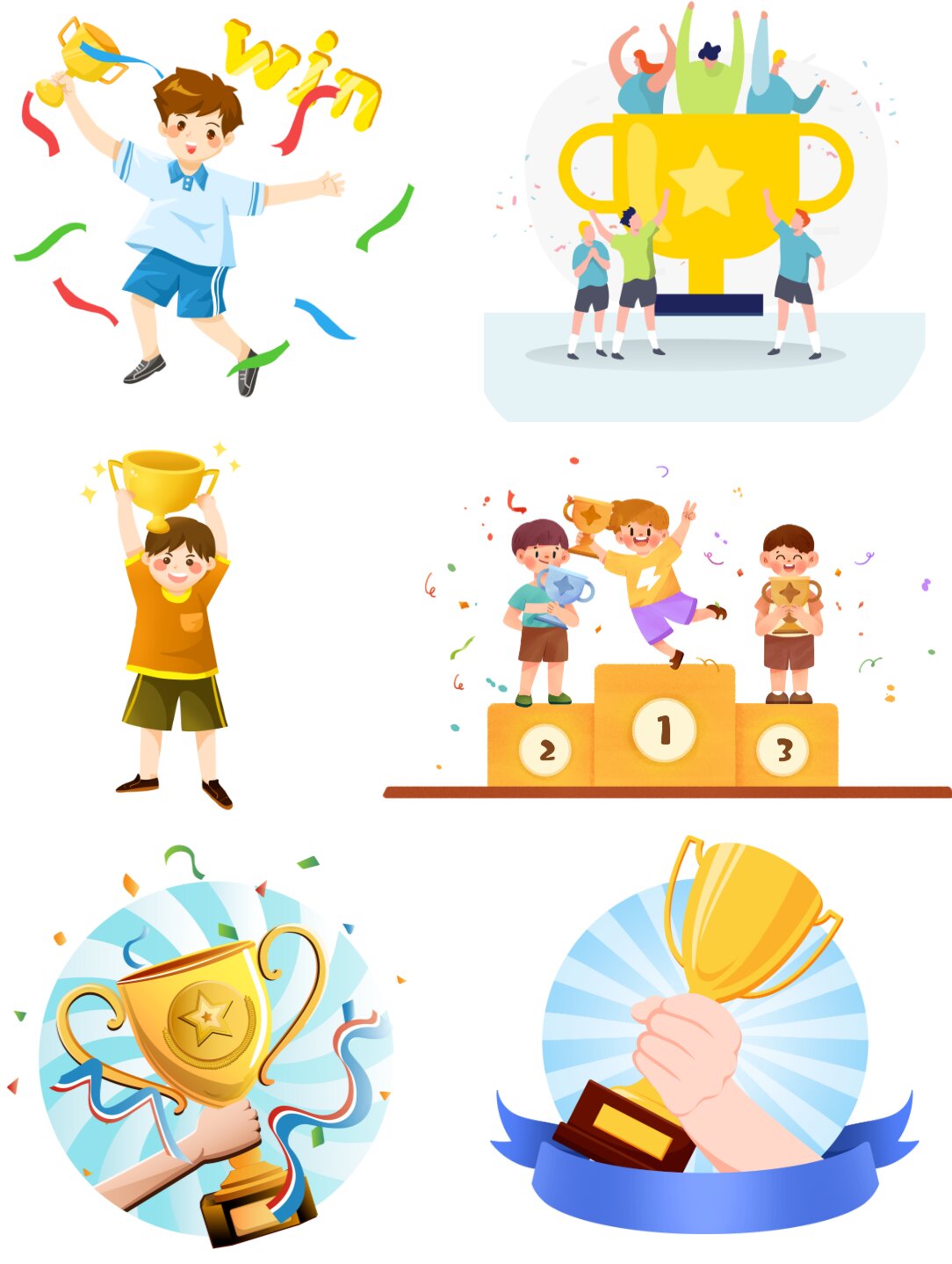 超赞的卡通奖杯元素合集免扣素材!