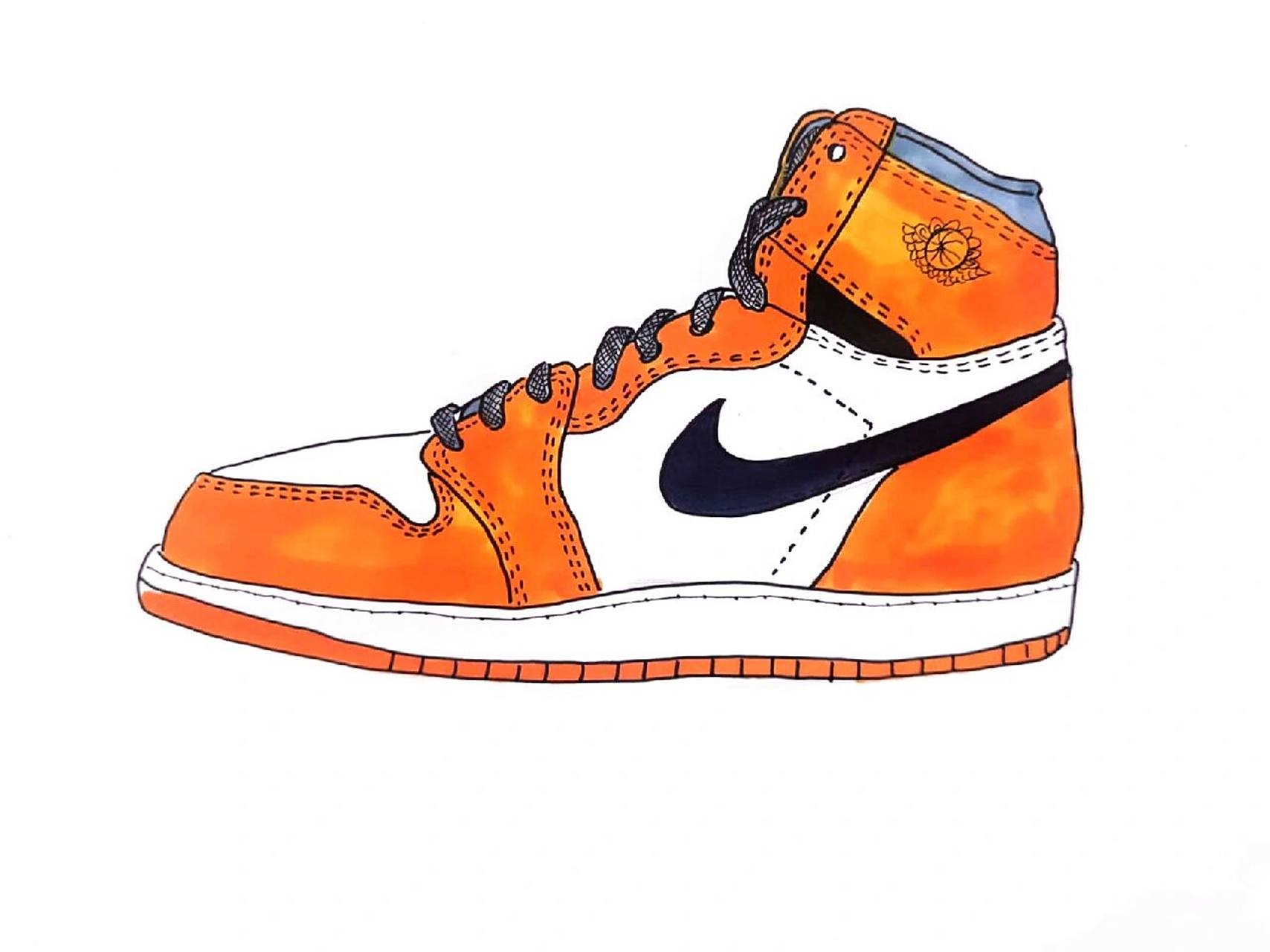马克笔手绘nike aj运动鞋 | 绘画步骤素材 马克笔手绘《nike air