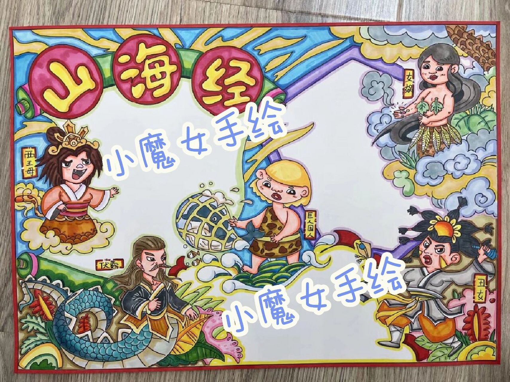 山海经手抄报模版 #手抄报模板# #小学生手抄报# #代画# #儿童画# #手