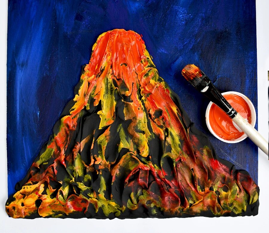 儿童画教程|地球内部的奥秘之火山爆发