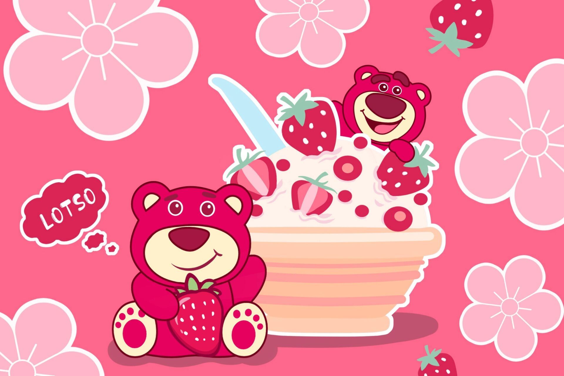 草莓熊壁纸清新图片