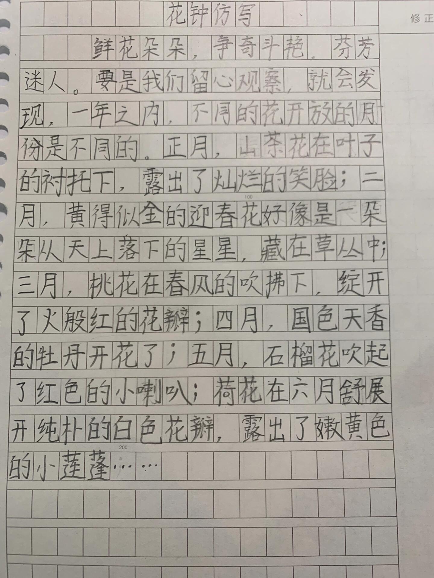 花钟仿写第一段