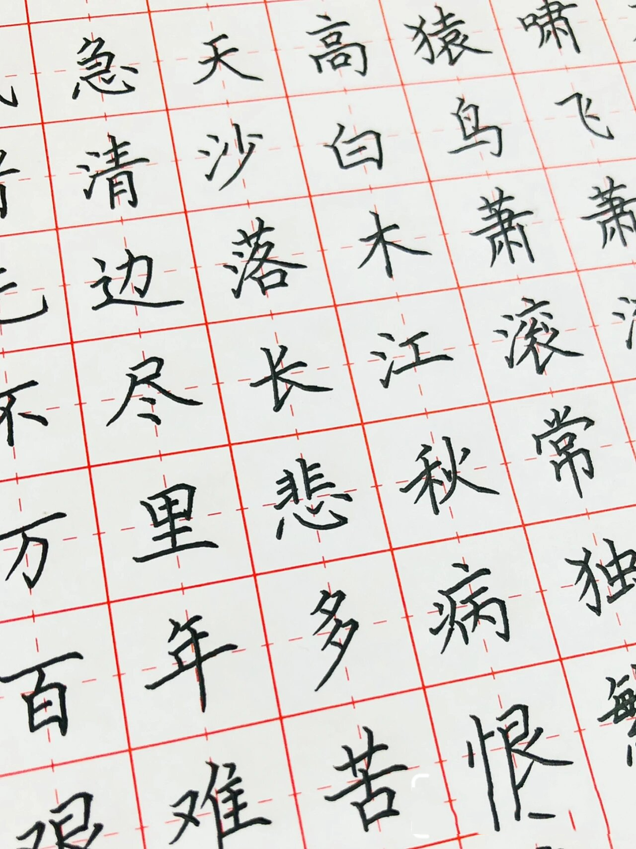 手写 硬笔书法作品 古诗《登高》