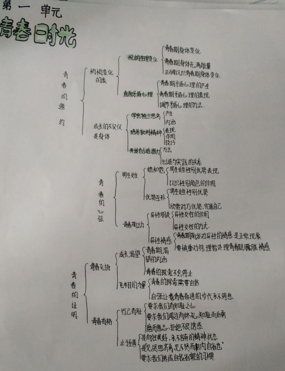 七年级下册政治第一单元～第三单元思维导图
