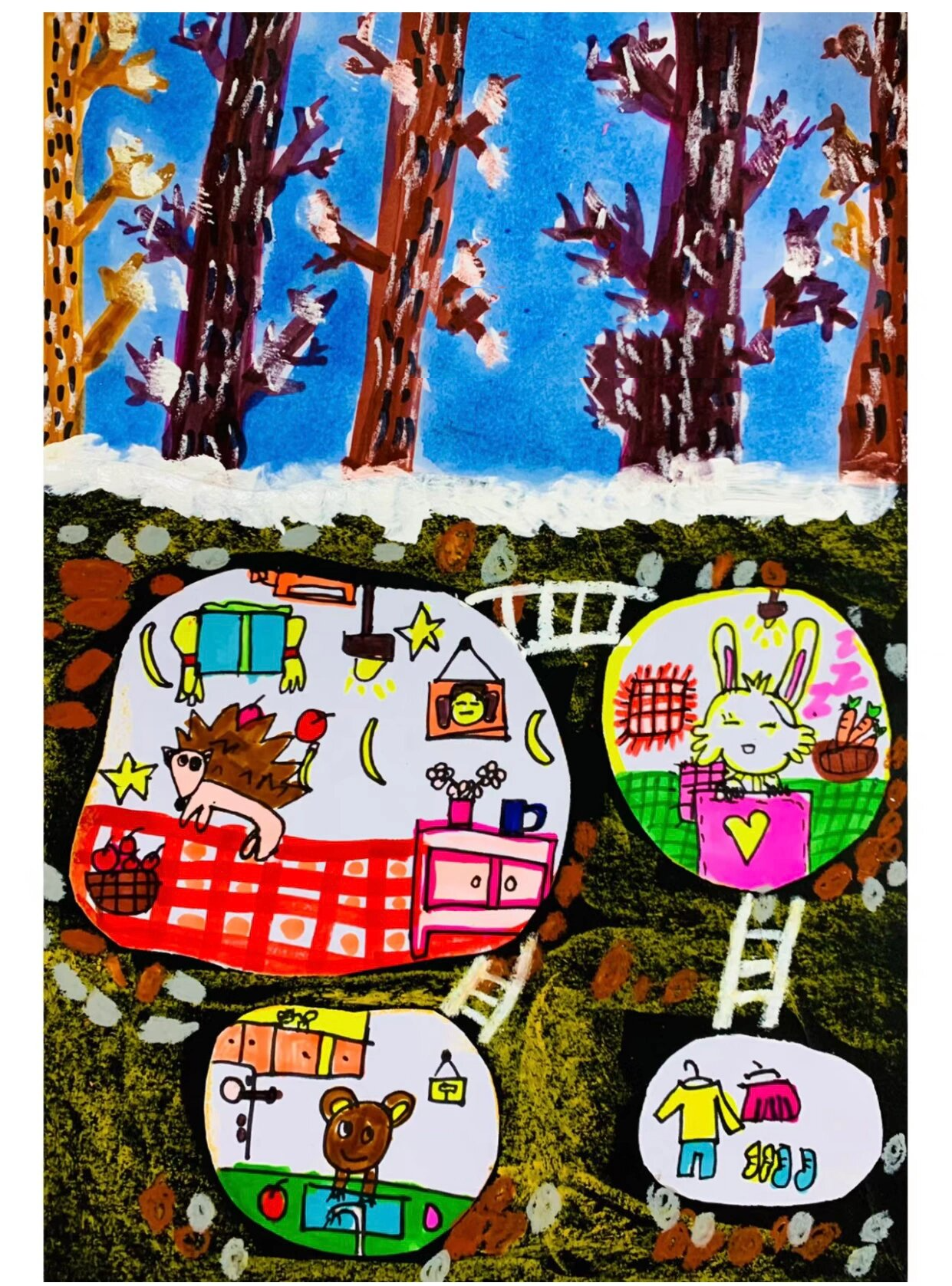 儿童创意美术|8-9岁龄段《冬眠的动物苏醒了》