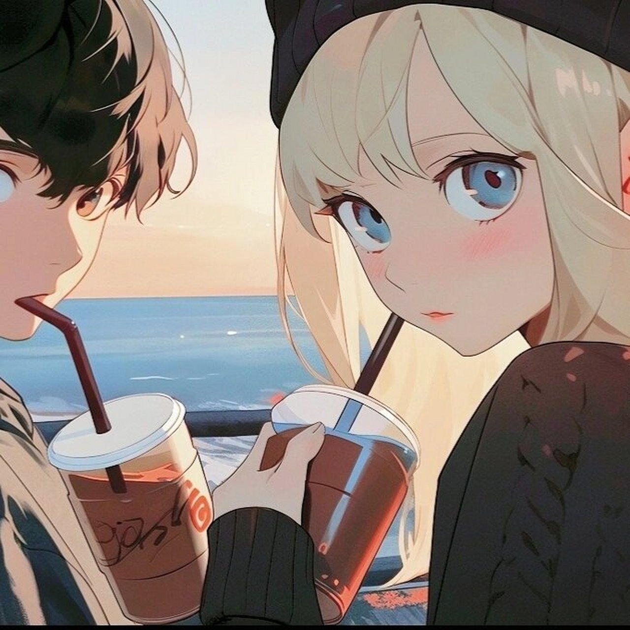 情侣头像‖动漫情侣头像 请你喝夏天第一杯奶茶