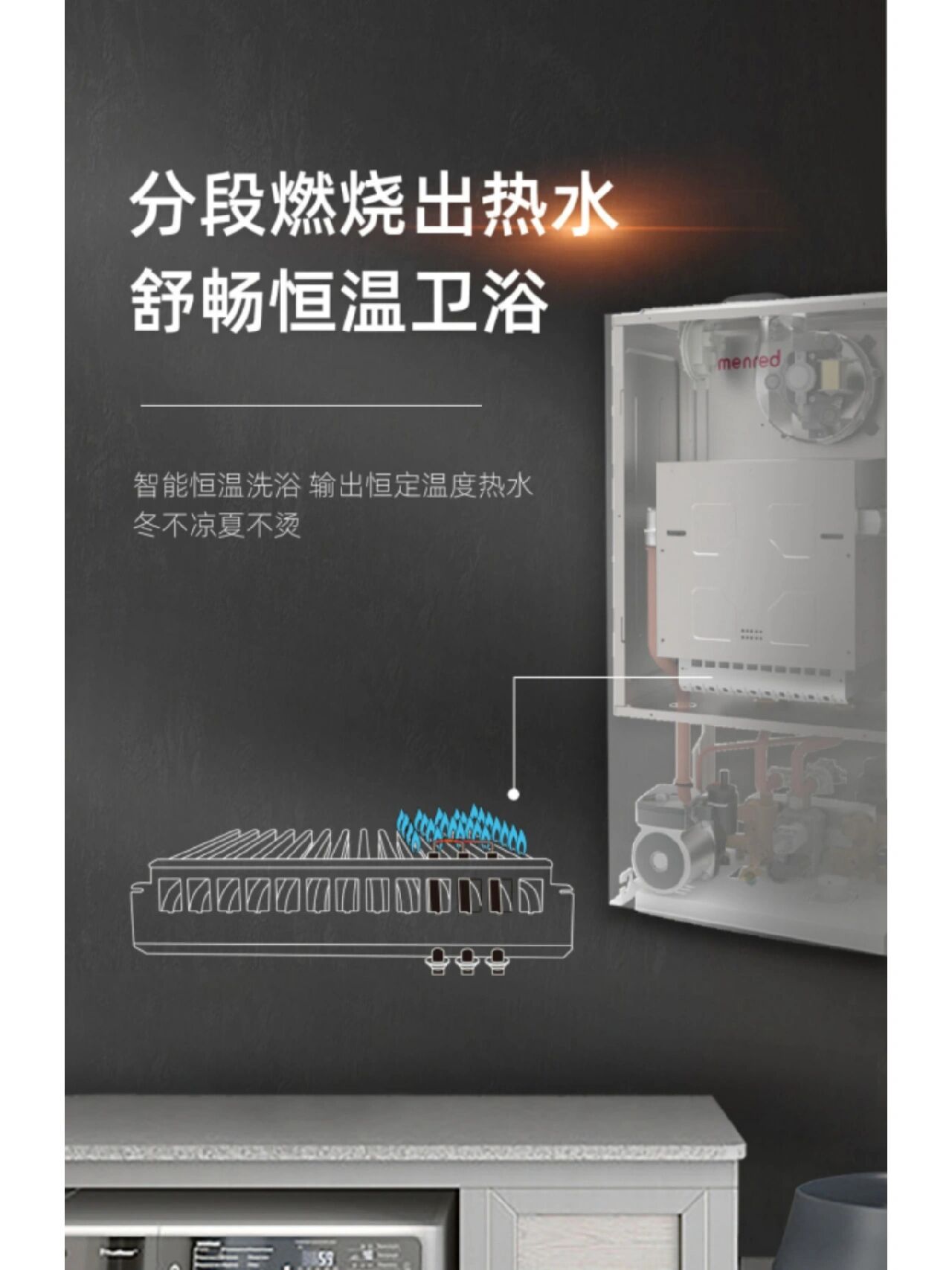 德国曼瑞德壁挂炉 分段燃烧壁挂炉,格兰富水泵,霍尼韦尔分段比例阀