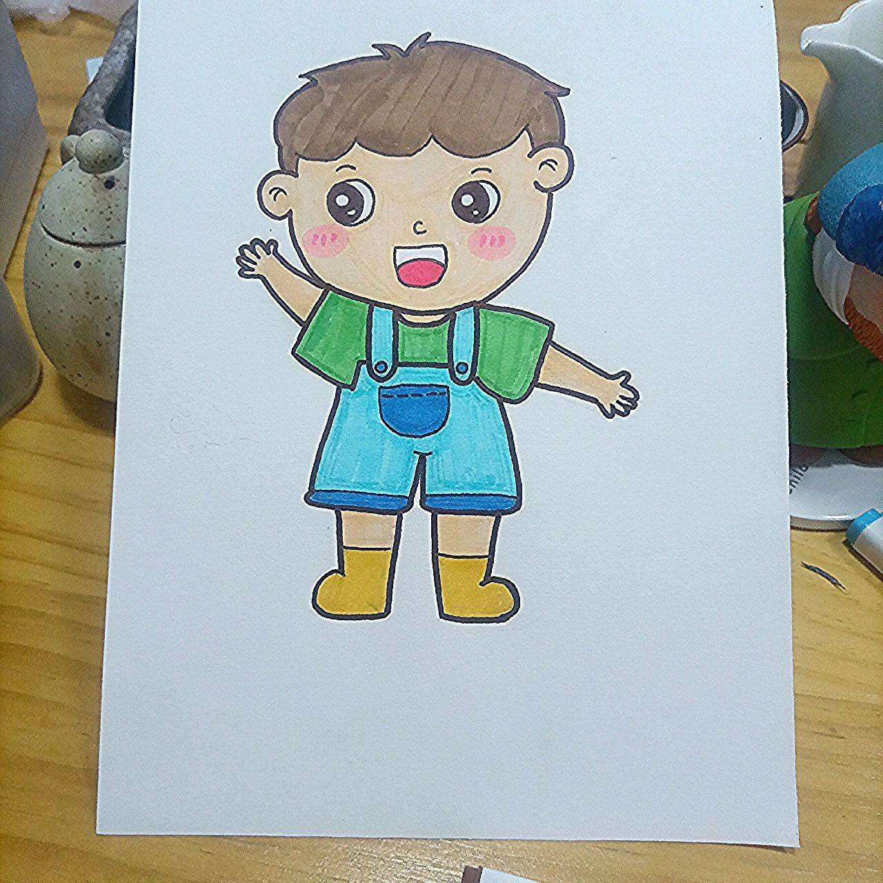 儿童简笔画人物练习:打招呼 人物练习打卡day1