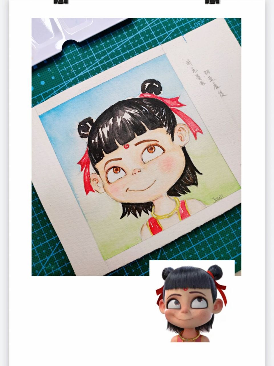 水彩30~哪吒 #原创水彩# #哪吒之魔童降世# #手绘卡通人物# #自学水彩