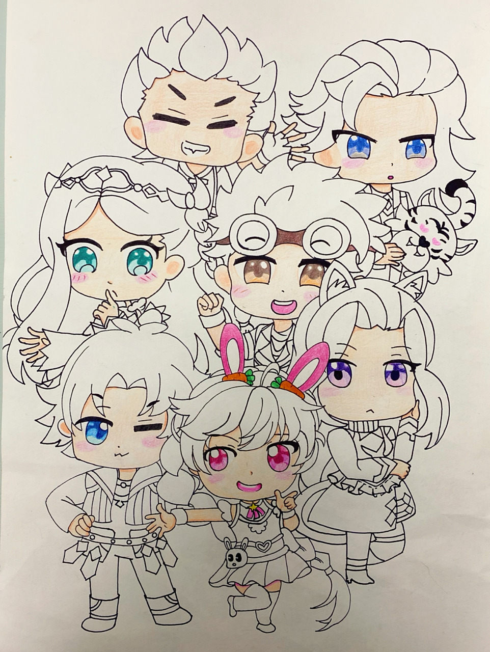 斗罗大陆q版人物合集儿童彩铅画 集齐七怪合体!