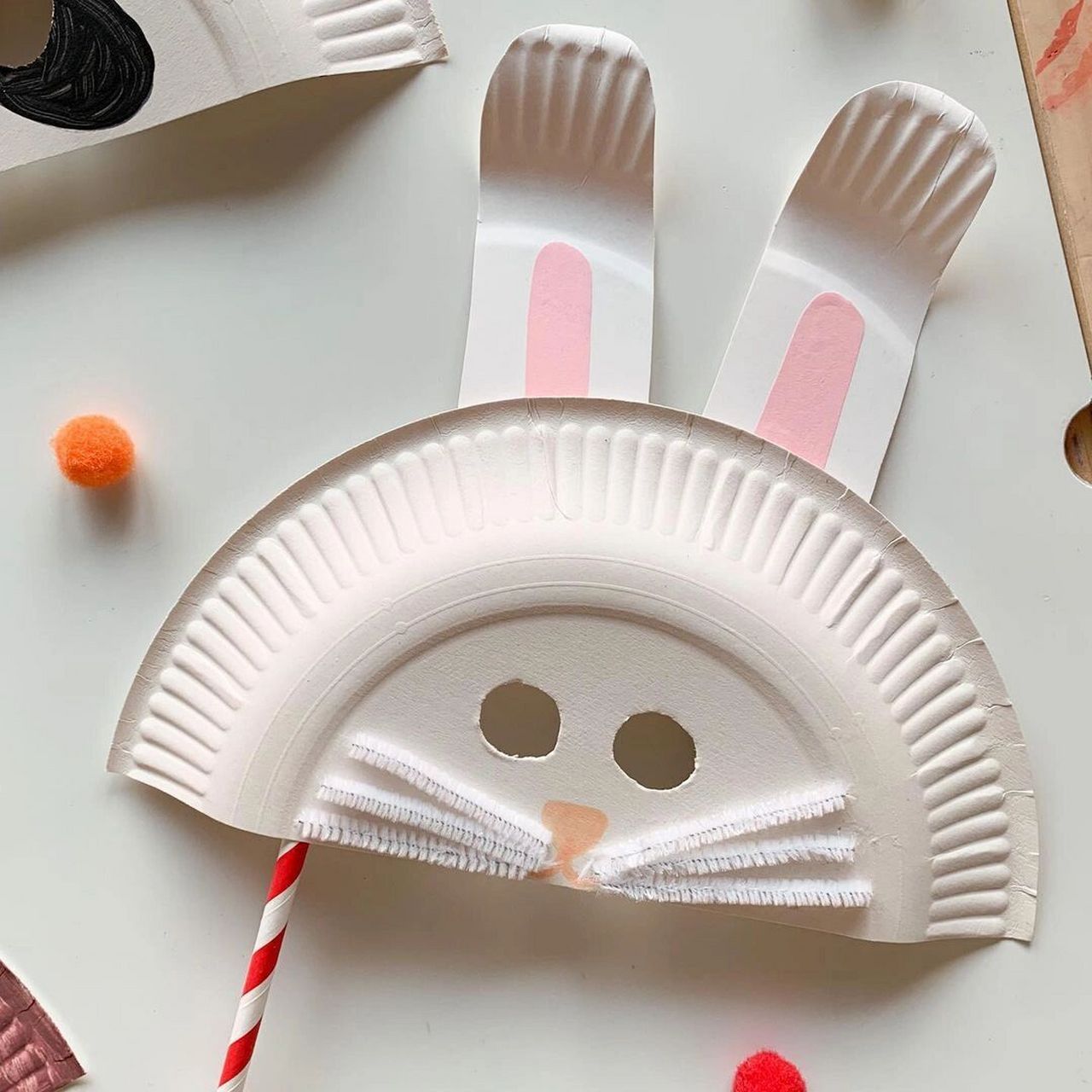 宝宝手工/用一次性餐盘做动物面具 用一次性餐盘和几个吸管,轻松制作