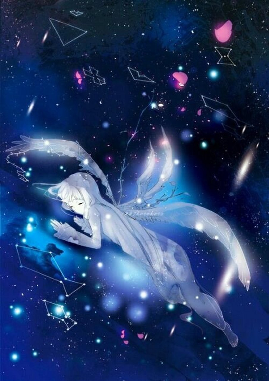 梦幻冰紫色星空少女壁纸