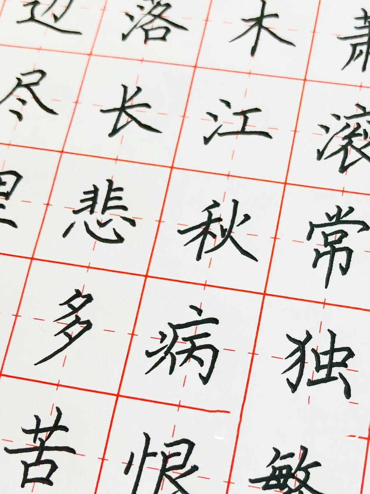 手写 硬笔书法作品 古诗《登高》