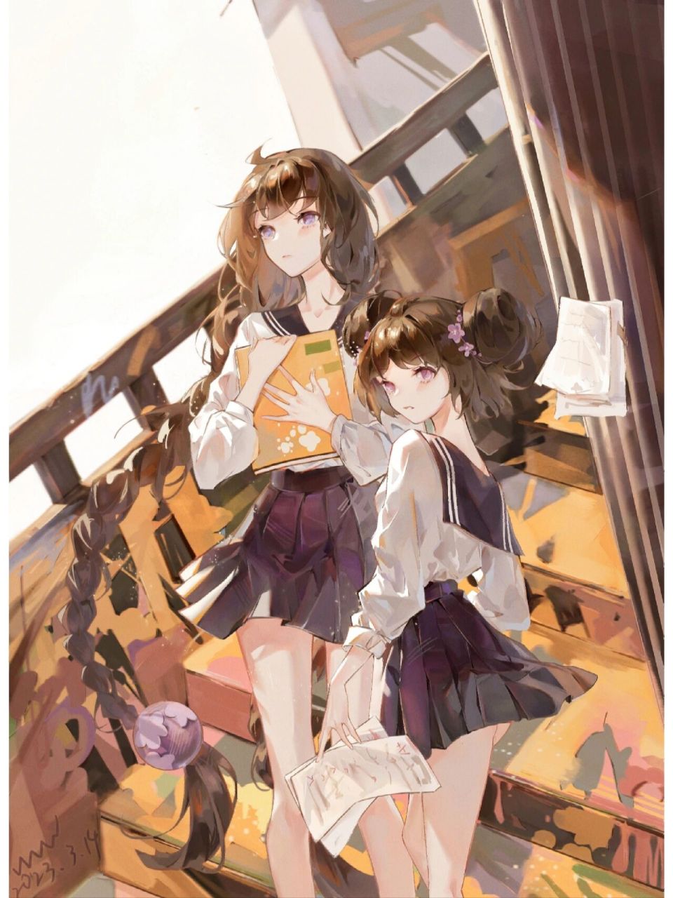 大小乔姐妹 改善了一点画风~如果大小乔在现代应该会是一个文静一个