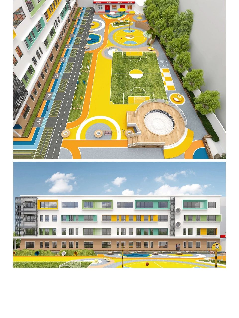 (幼儿园环境原创设计分享) 项目:幼儿园园区设计 幼儿园拥有大面积