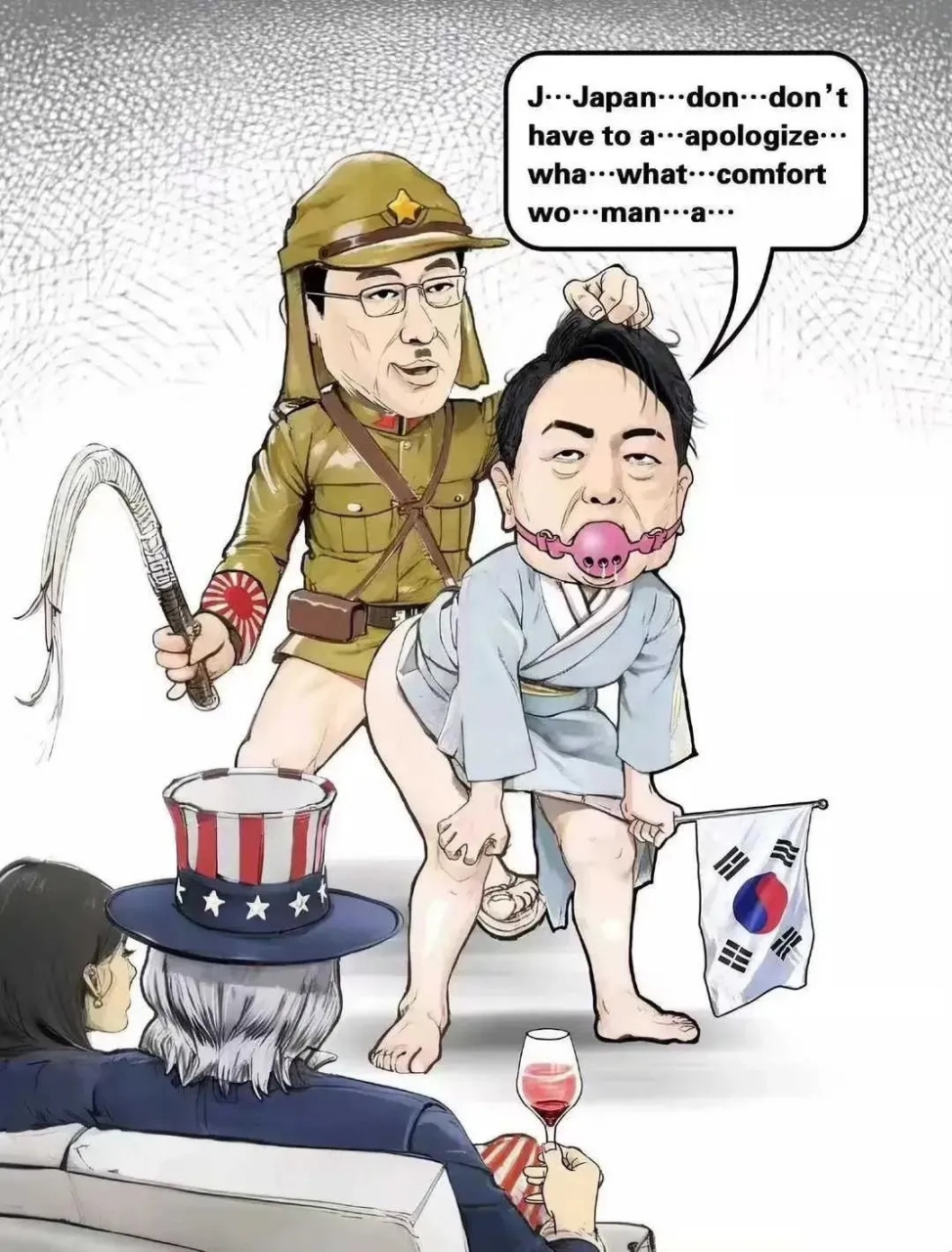 美日韩新三国演义,关键多了一个人,韩国金夫人,她偎依在山姆大叔身旁!