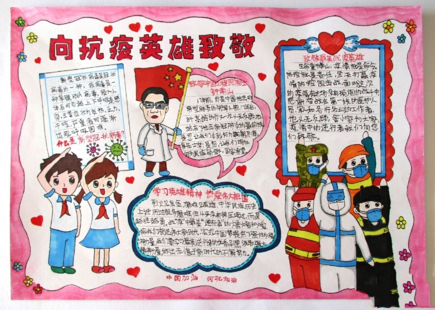 致敬抗疫英雄手抄报 抗疫手抄报