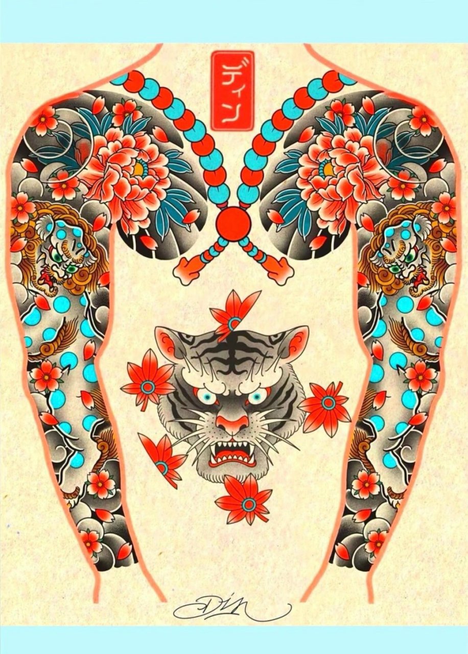 双半甲花臂纹身手稿 双半甲花臂纹身手稿