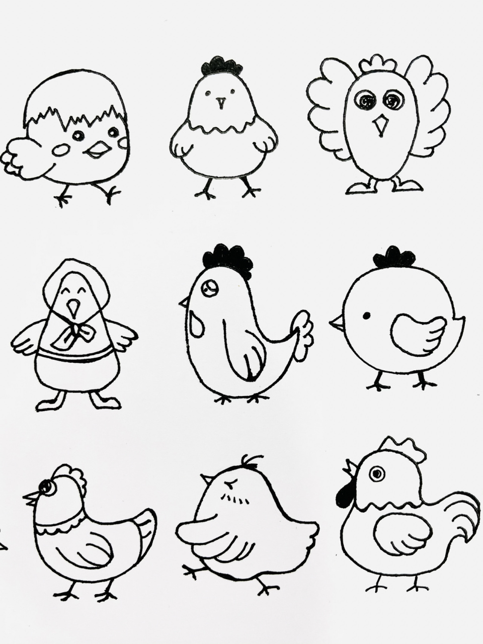 【简笔画】鸡🐤 分享一组可爱的小鸡🐤 记得很小时候,那会正好