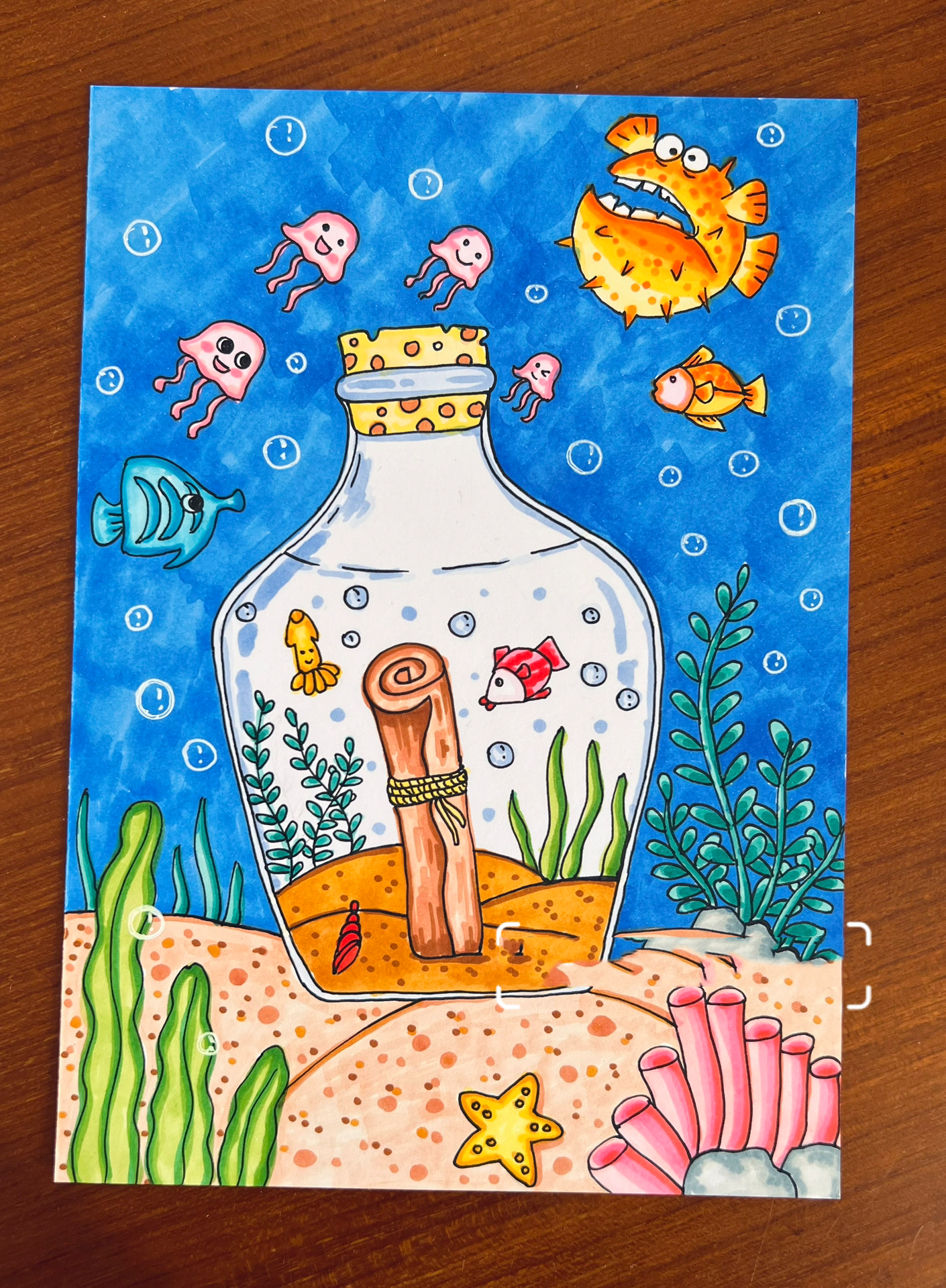 马克笔儿童画-漂流瓶