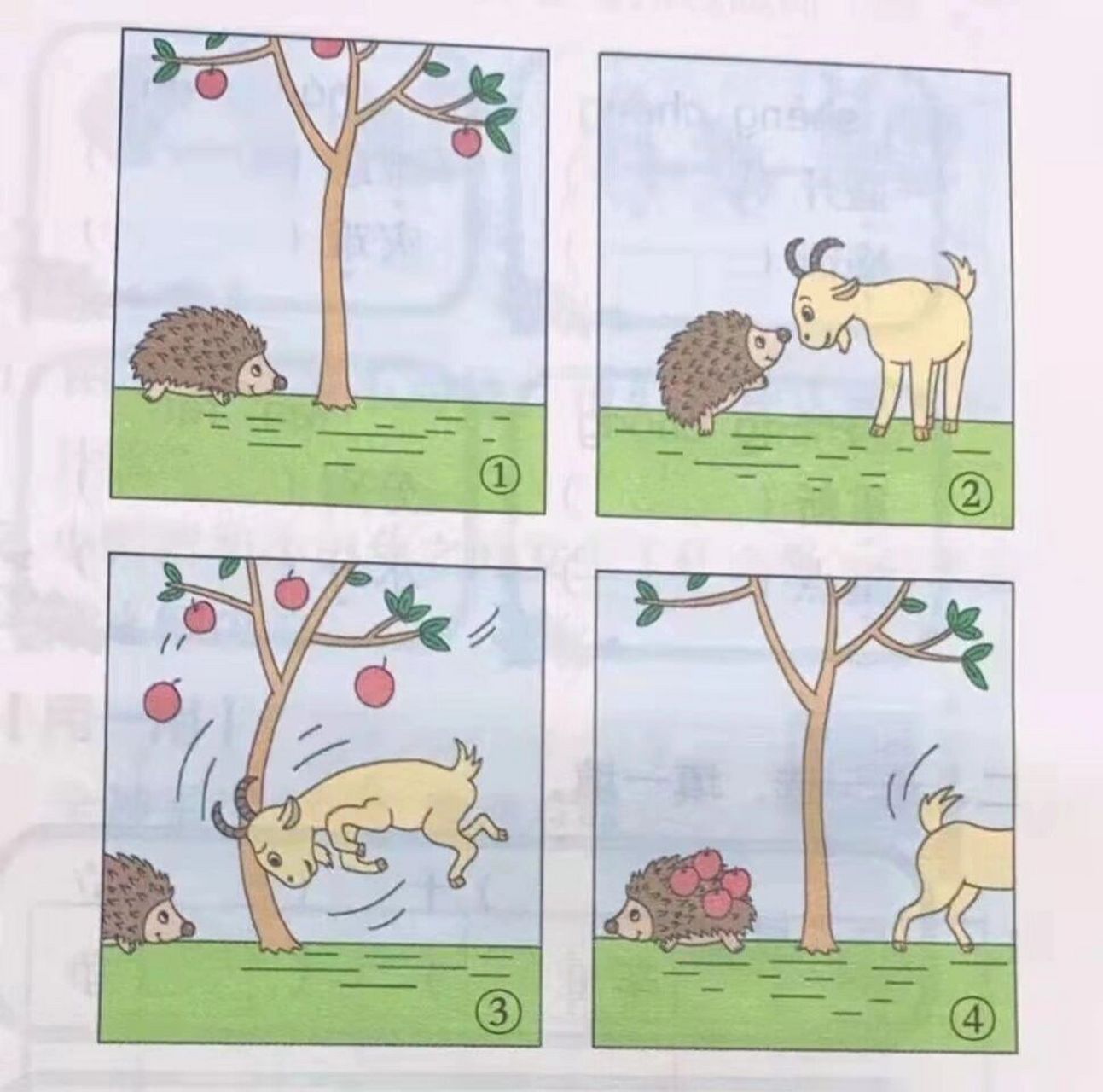 看图写话 小刺猬摘苹果 小刺猬摘苹果 一天,小刺猬出去找食物.