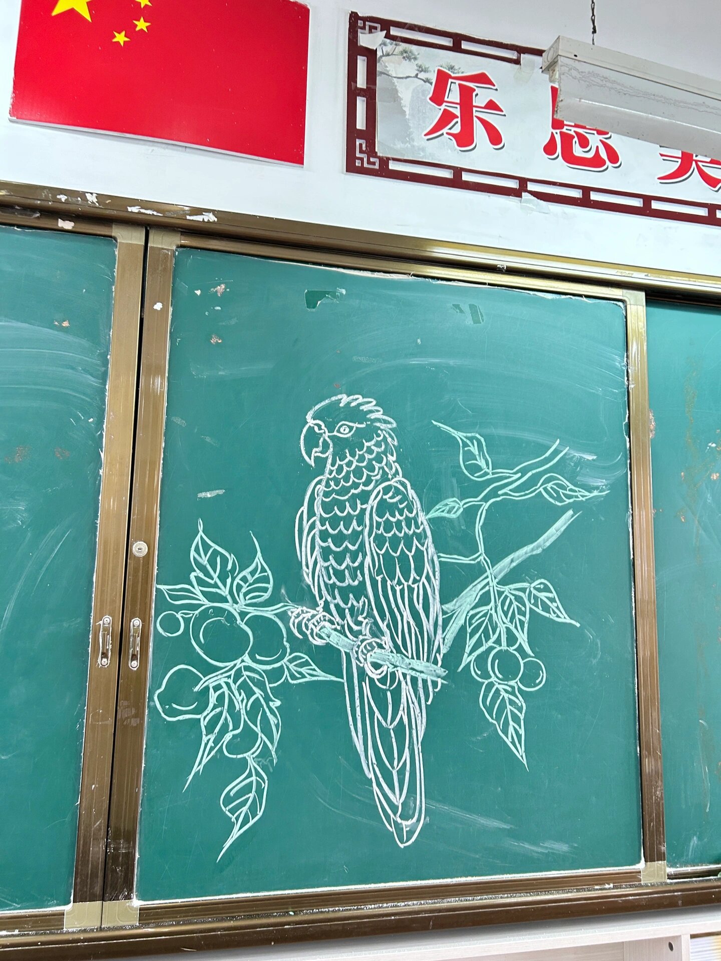 黑板画鸟类|美术|粉笔画|小学美术 最近上课随笔,黑板画,鸟类绘画
