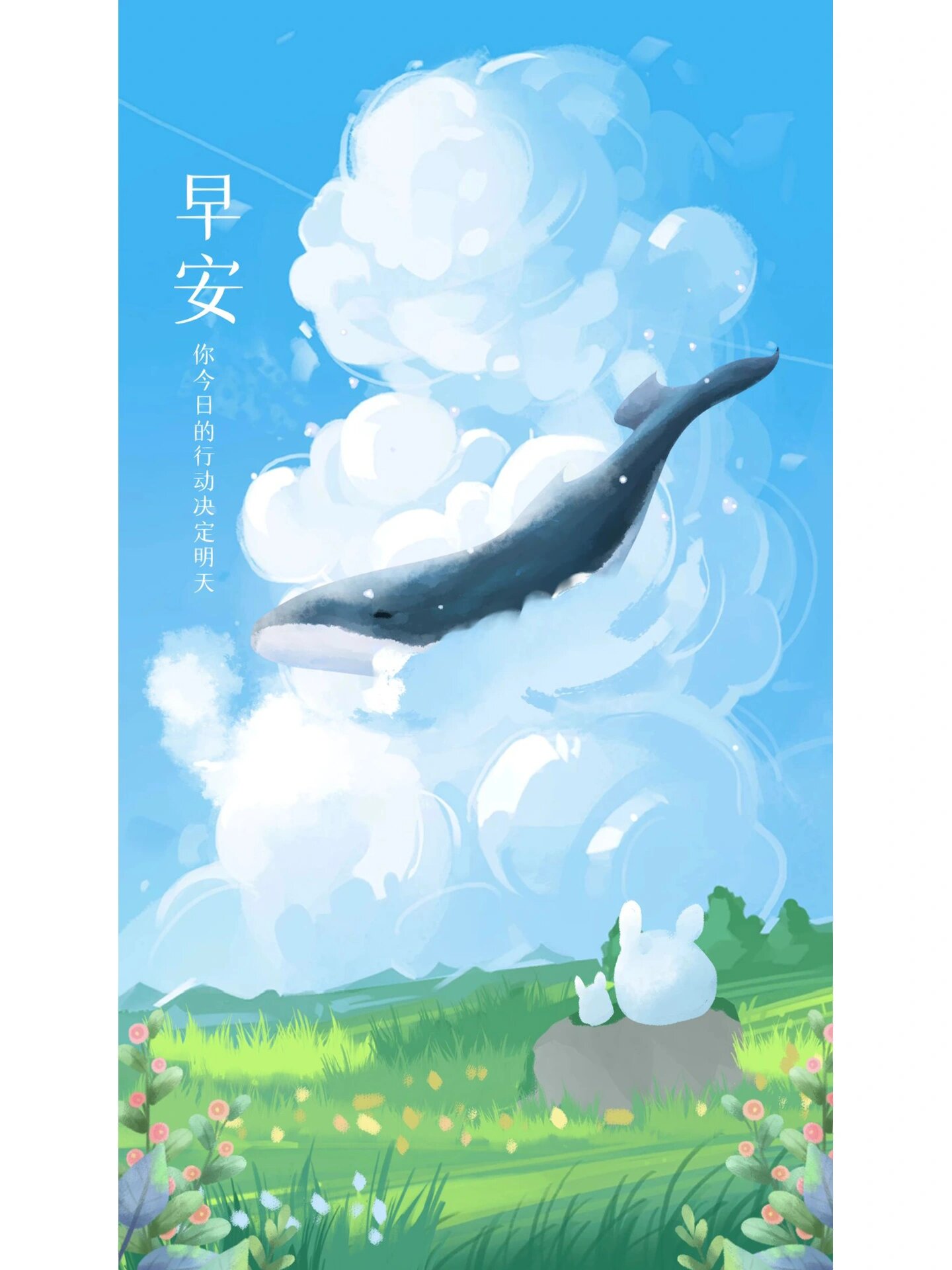 唯美治愈系早安祝福插画海报9张