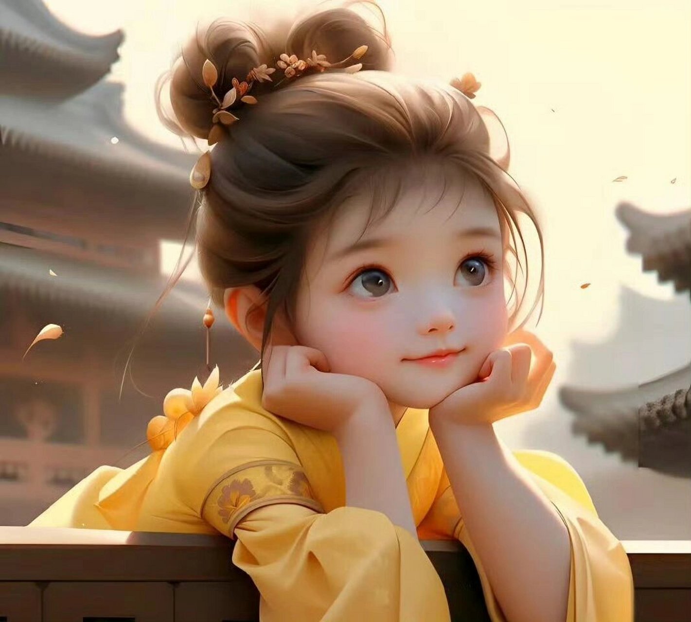 古风邻家女孩赏秋头像,呆萌可爱