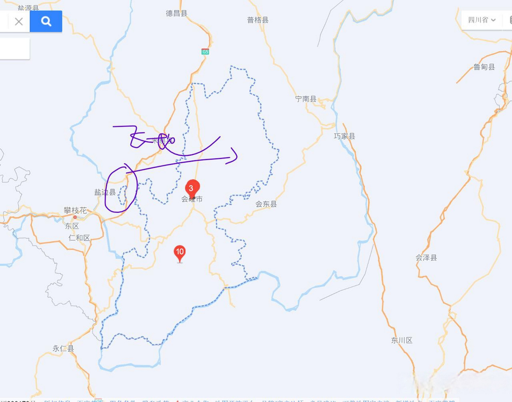 四川省會理縣有塊地飛入鹽邊縣,你知道在哪裡嗎?