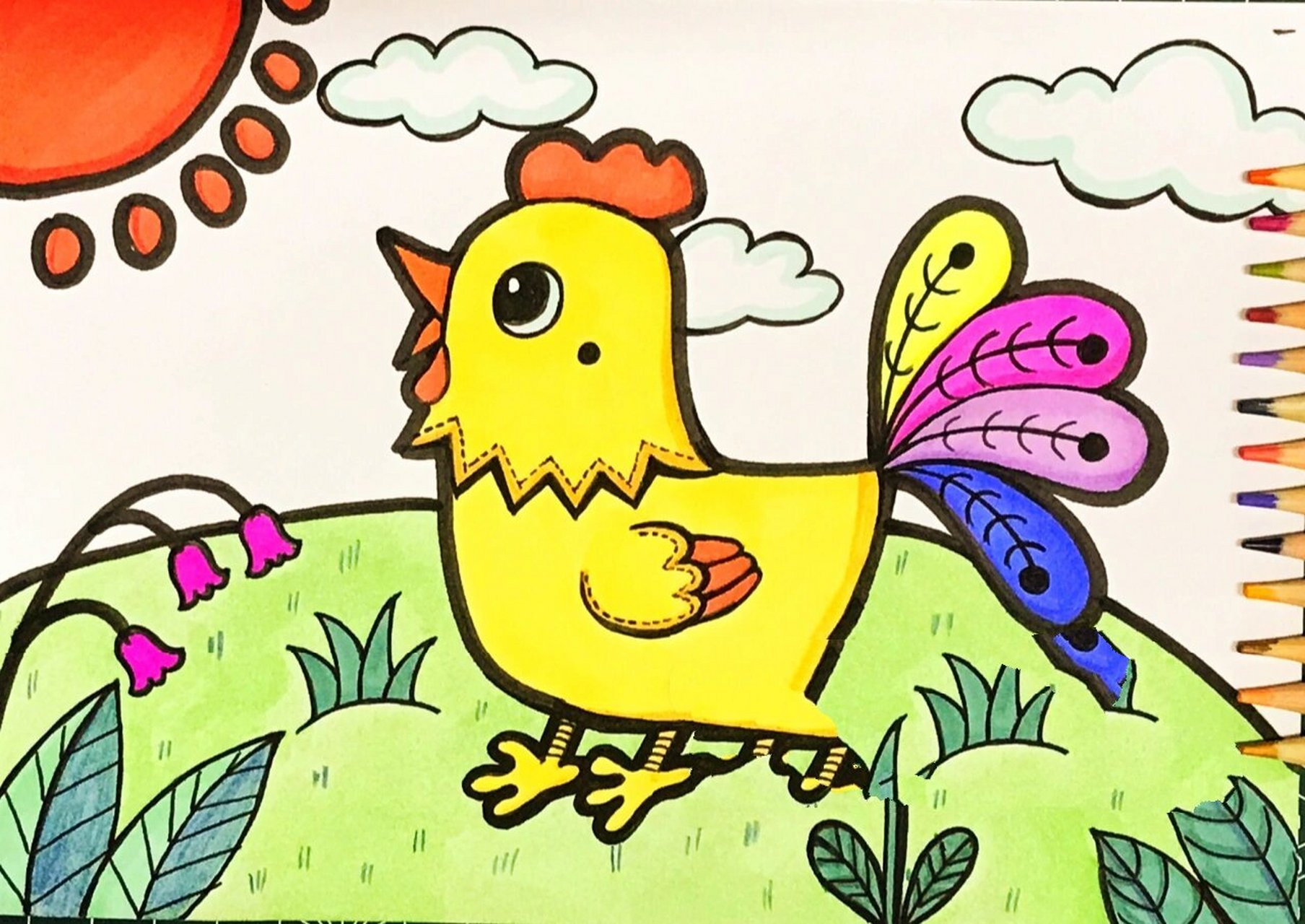 03 十二生肖/鸡🐔儿童画 简笔画