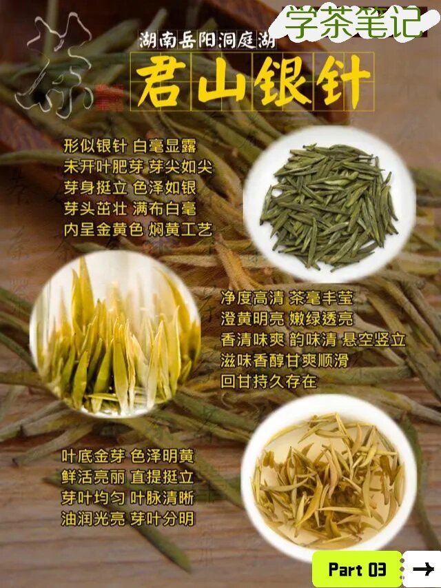 学茶笔记 君山银针 君山银针  产于湖南岳阳洞庭湖中的君山,形细如针