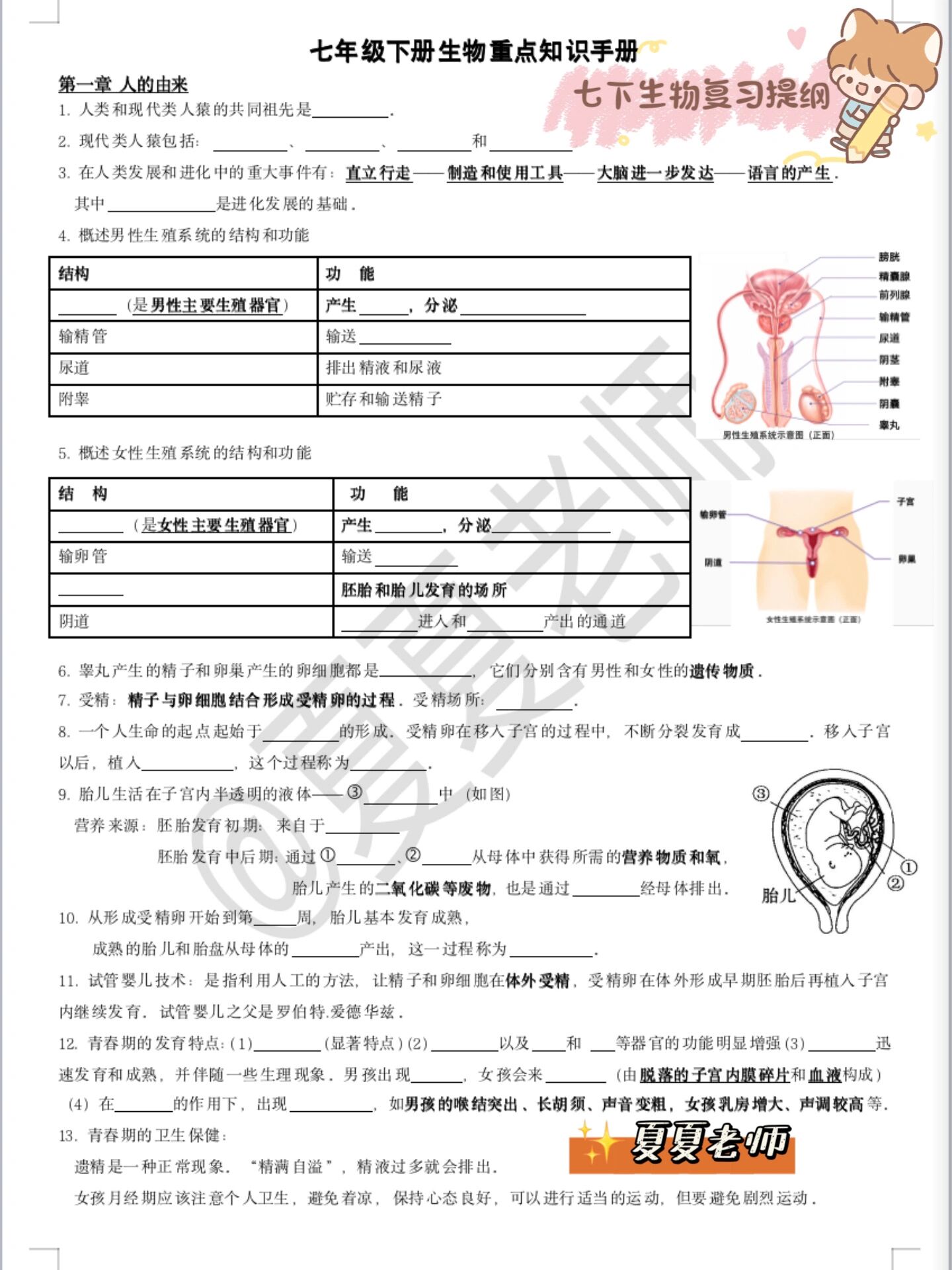 七下生物重点知识整理